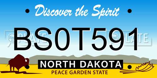 BS0T591 North Dakota License Plate