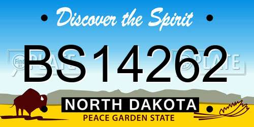 BS14262 North Dakota License Plate