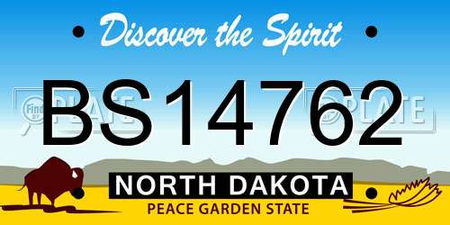 BS14762 North Dakota License Plate