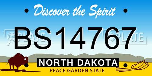 BS14767 North Dakota License Plate