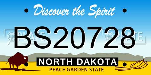 BS20728 North Dakota License Plate