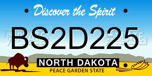 BS2D225 North Dakota License Plate