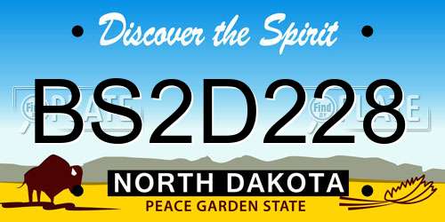 BS2D228 North Dakota License Plate