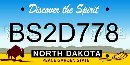 BS2D778 North Dakota License Plate