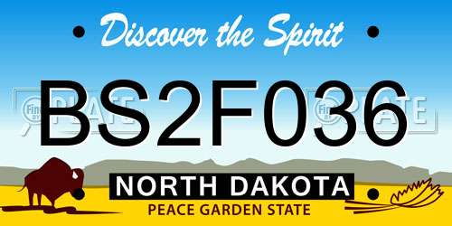 BS2F036 North Dakota License Plate