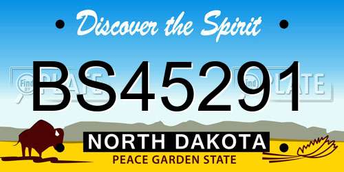 BS45291 North Dakota License Plate