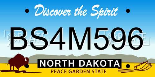 BS4M596 North Dakota License Plate