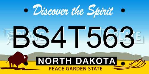 BS4T563 North Dakota License Plate