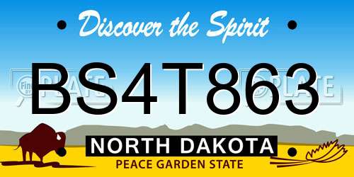 BS4T863 North Dakota License Plate