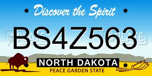 BS4Z563 North Dakota License Plate