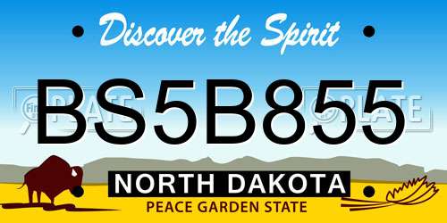 BS5B855 North Dakota License Plate