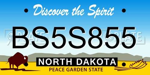 BS5S855 North Dakota License Plate