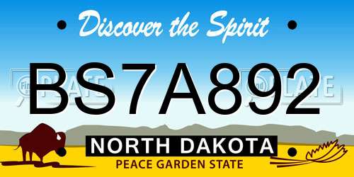 BS7A892 North Dakota License Plate