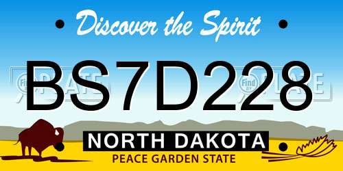 BS7D228 North Dakota License Plate