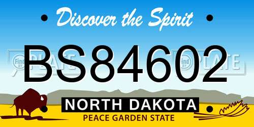 BS84602 North Dakota License Plate