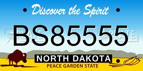 BS85555 North Dakota License Plate