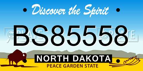 BS85558 North Dakota License Plate