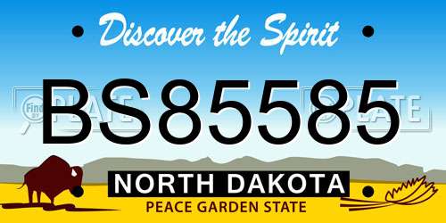 BS85585 North Dakota License Plate