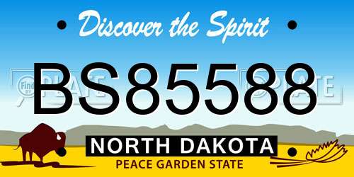 BS85588 North Dakota License Plate