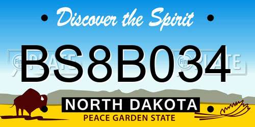 BS8B034 North Dakota License Plate