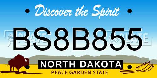 BS8B855 North Dakota License Plate