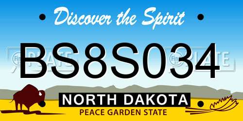 BS8S034 North Dakota License Plate