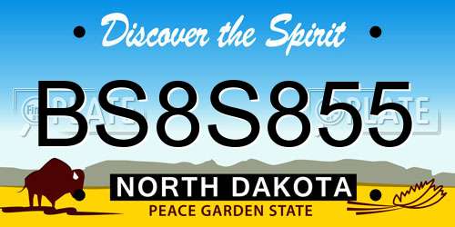 BS8S855 North Dakota License Plate