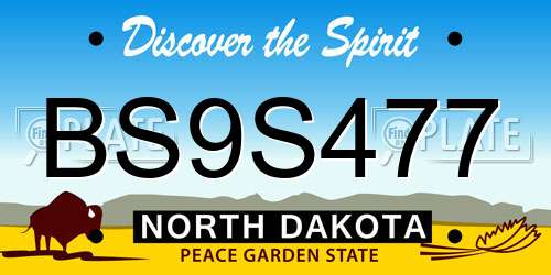 BS9S477 North Dakota License Plate