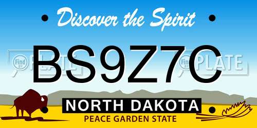 BS9Z7C North Dakota License Plate