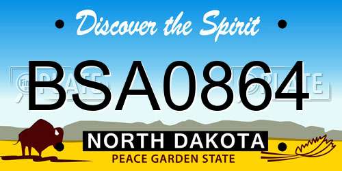 BSA0864 North Dakota License Plate