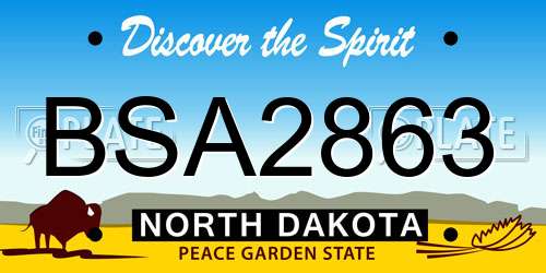 BSA2863 North Dakota License Plate