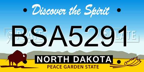 BSA5291 North Dakota License Plate