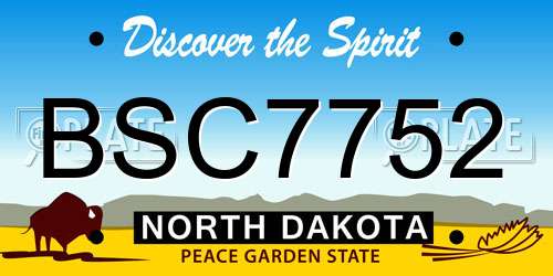 BSC7752 North Dakota License Plate