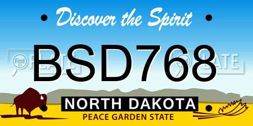 BSD768 North Dakota License Plate