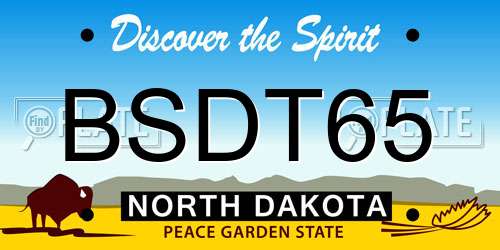 BSDT65 North Dakota License Plate