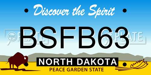 BSFB63 North Dakota License Plate