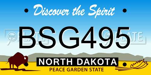 BSG495 North Dakota License Plate