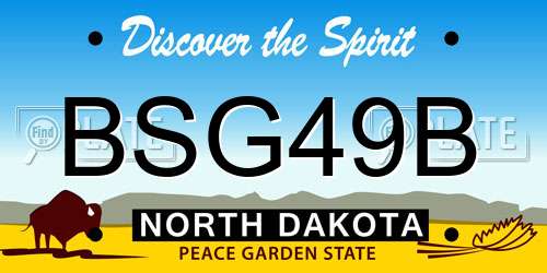 BSG49B North Dakota License Plate