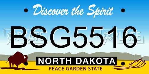 BSG5516 North Dakota License Plate
