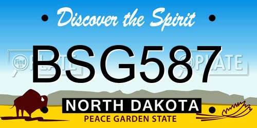 BSG587 North Dakota License Plate