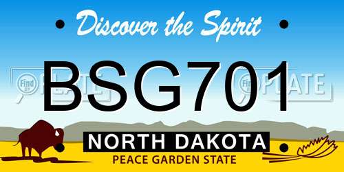 BSG701 North Dakota License Plate
