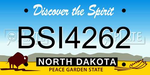BSI4262 North Dakota License Plate