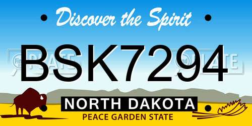 BSK7294 North Dakota License Plate