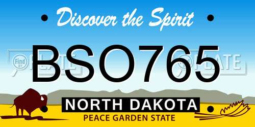 BSO765 North Dakota License Plate