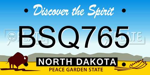 BSQ765 North Dakota License Plate