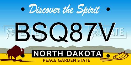 BSQ87V North Dakota License Plate