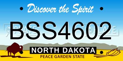 BSS4602 North Dakota License Plate