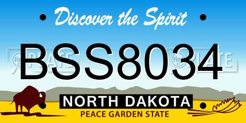 BSS8034 North Dakota License Plate