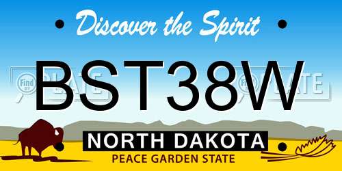 BST38W North Dakota License Plate