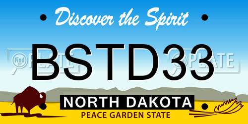 BSTD33 North Dakota License Plate